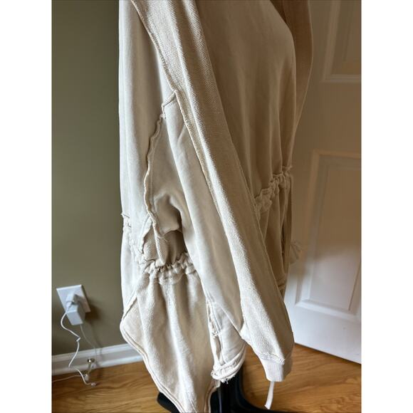 Free People We The Free Emilia Cardigan Hoodie Slouchy Oversized XS tan EUC - Picture 5 of 16